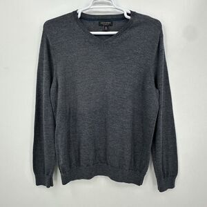 Banana Republic Mens Sweater XL Gray Merino Wool Knitwear V Neck Classic Preppy